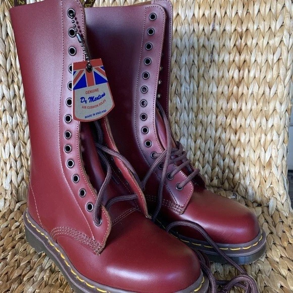 MADE IN ENGLAND Dr. Martens 1914 oxblood quilon leather boots uk 4