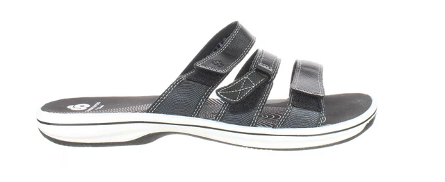 CLARKS WOMENS BRINKLEY Marin Flip Flop Sandals Black Patent Sz 9