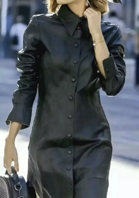 H M STUDIO COLLECTION A W 2019 Long Green Leather Shirt Bnwt Size