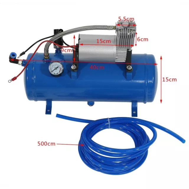 150psi 12V Air Compressor With 6 Liter Tank Tyre Inflator Pump For Air Horn 2