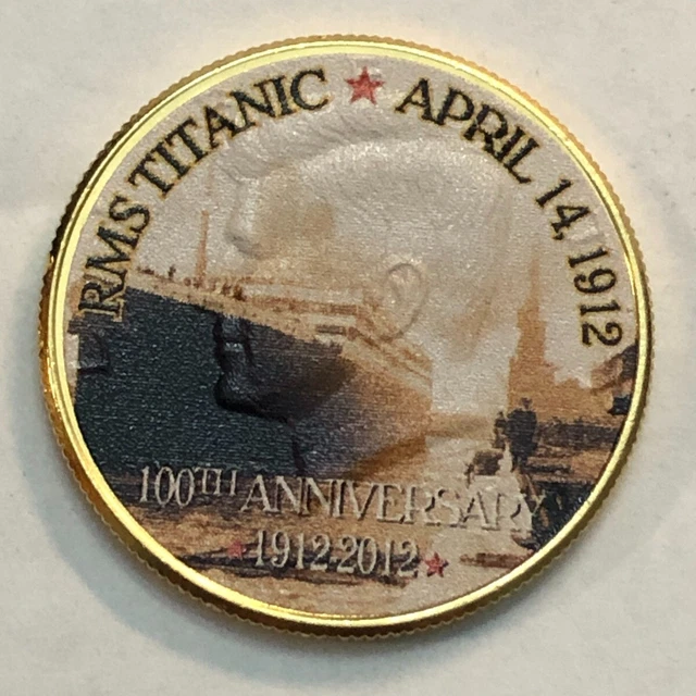 Colorized gold-tone Kennedy half dollar. RMS TITANIC. APRIL 14, 1912. #110
