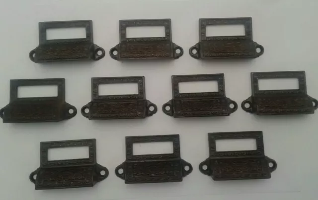 Antique Cast Iron Bin Drawer Cabinet Door Pulls Hardware  Lot of 10