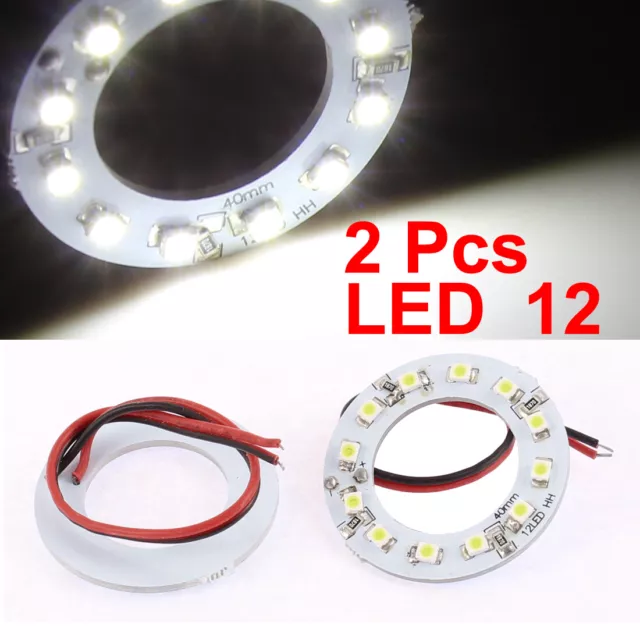 2 Pcs 40mm  Headlight 12 1210 LED Ring Lamp Car Light White 12V