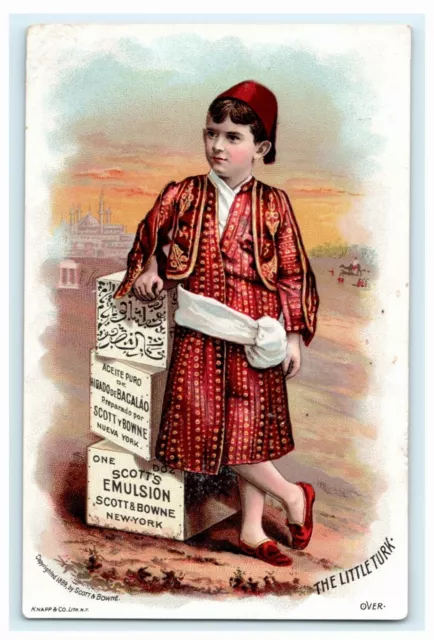 Scott & Bowne Scott's Emulsion The Little Turk New York NY Victorian Trade Card