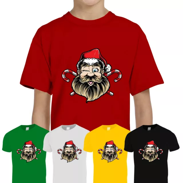 T-shirt top maglietta regalo Babbo Natale bambini ragazzi ragazze divertenti Babbo Natale