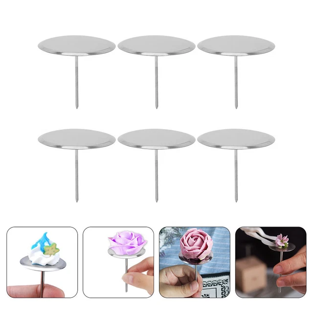 6 piezas de clavos de fijación de acero inoxidable agujas de flores de pastel plata