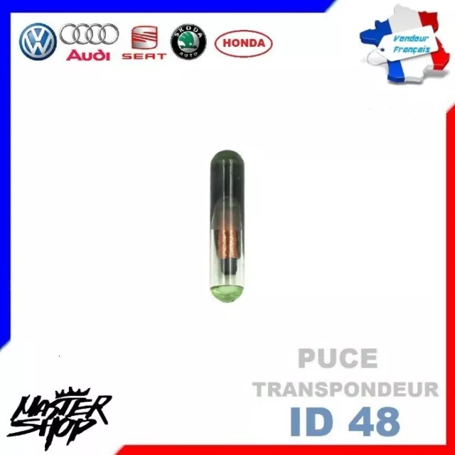 Puce de Clé Transpondeur Verre ID48 T6 Vierge Volkswagen Audi Skoda Seat MS47