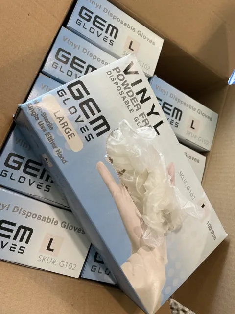 GEM Vinyl Powder Free High Quality Disposable Gloves S, M, L & XL For Sale