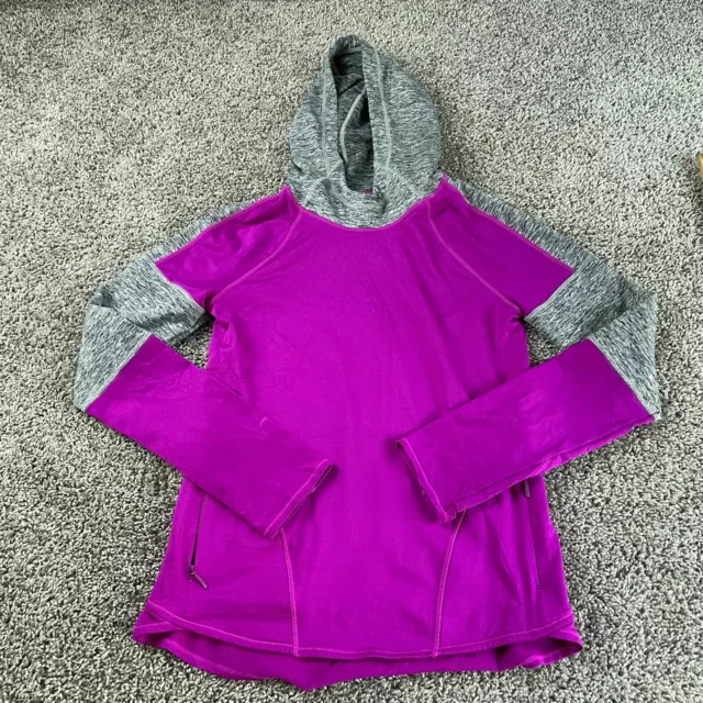 Athleta Girl Hoodie Large 12 Long Sleeve Pullover Kangaroo Pocket Pink