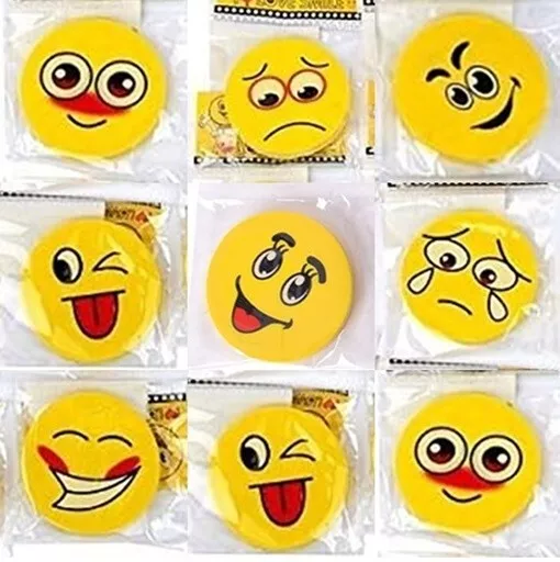 Sonderposten Restposten 108 Stück emoji Radiergummi Smiley Radierer Ø ca.45mm