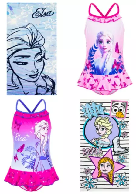 Costume da bagno bambina di Frozen telo mare intero 4 5 6 8 anni bimba disney