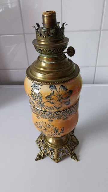 ANCIENNE PETITE LAMPE à petrole Parisienne à restaurer Oil Kerosene