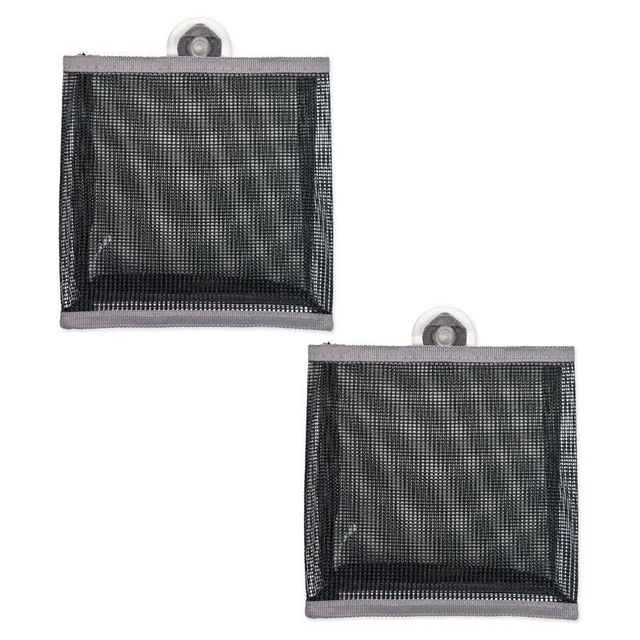 DII Modern Plastic Small Light Bath Mesh Bag in Gray (Set of 2)