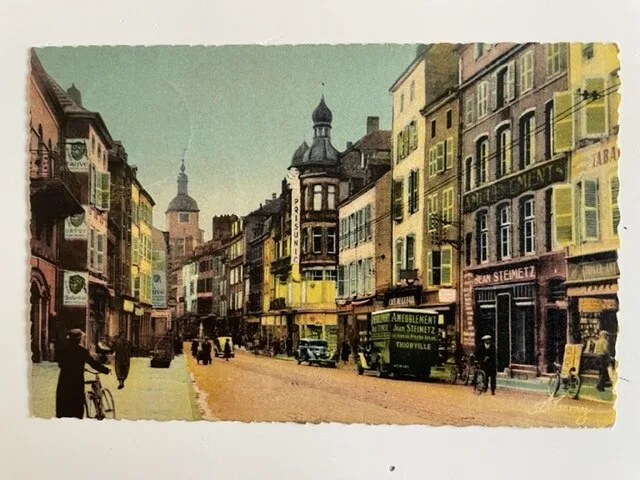 CPA 57 THIONVILLE La rue de Paris et ses commerces DIEDENHOFEN 1941 carte coloré 2