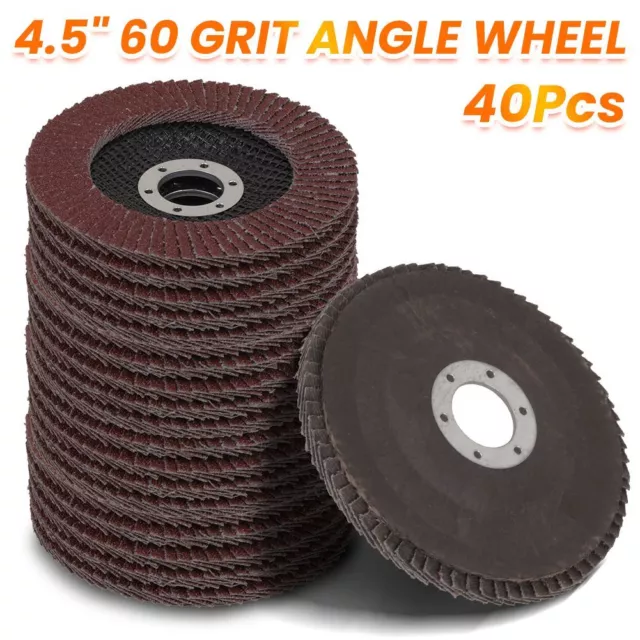 40 PCS FLAP GRINDING SANDING DISCS 115mm 4.5" INCH 60 GRIT ANGLE WHEEL GRINDER 2