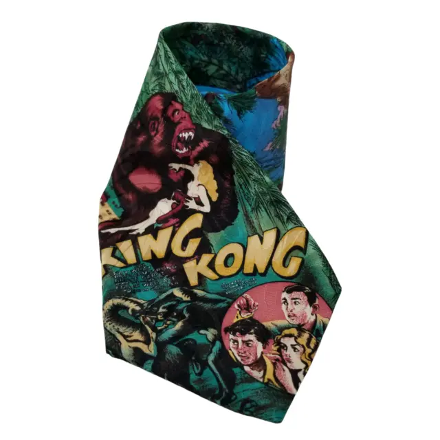 Vintage 1992 Wembley Men's Multi-Color 100% Silk King Kong Movie Neck Tie