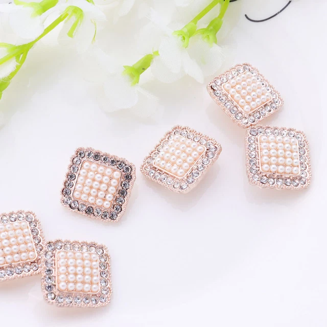 10 piezas Elegantes Botón de Perla Estrás Adornos Boda Decoración Gracia