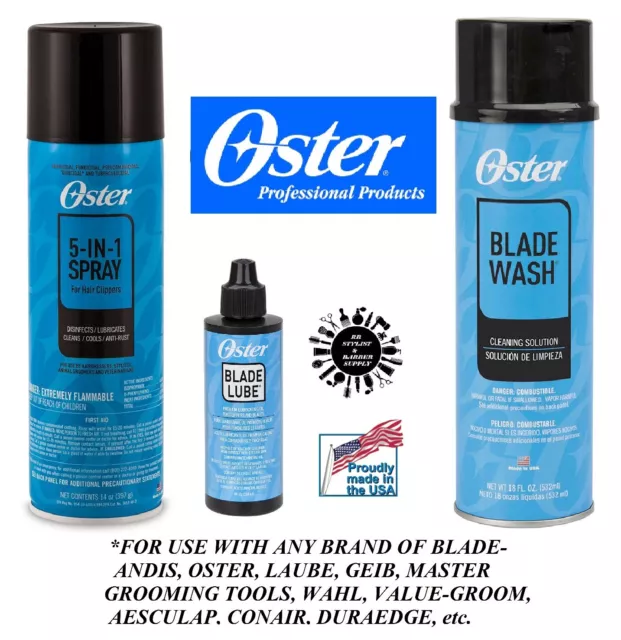 OSTER 5in1 COOLANT SPRAY,BLADE WASH DIP Cleaner&OIL LUBE CLIPPER MAINTENANCE KIT