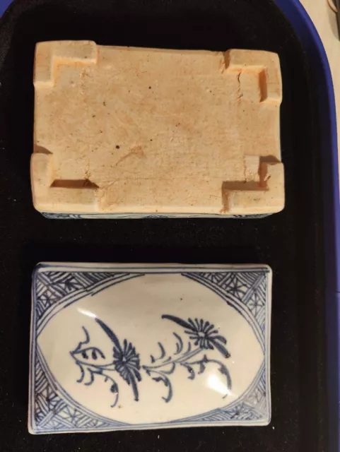 Vintage Chinese Blue and White  Flowers Box from Jiaqing