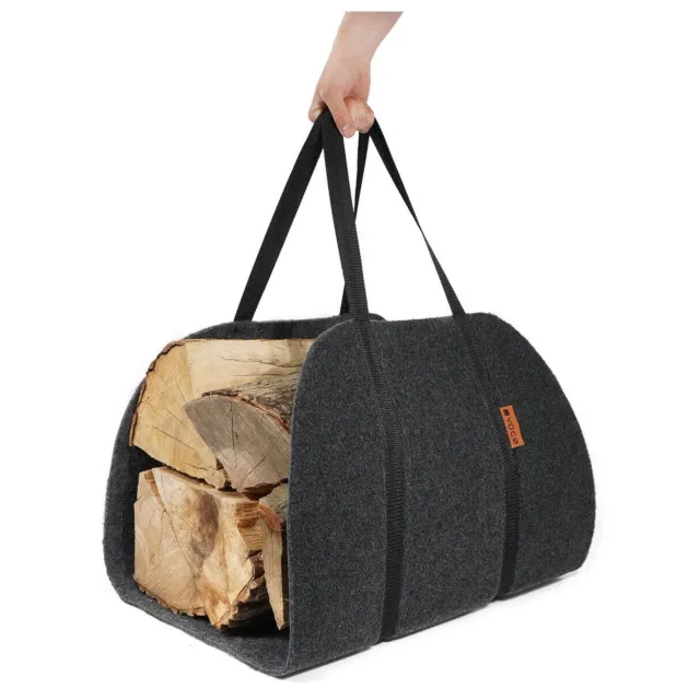relaxdays sac à bûches ouvert - panier à bois - polyester - sac de