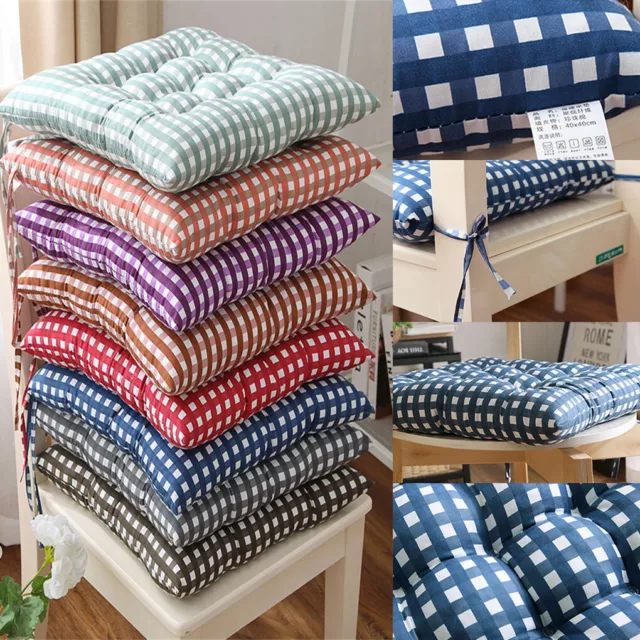 Chair Cushion Seat Pad Dining Room Garden Kitchen Soft Chair Seat Tie On Gingham