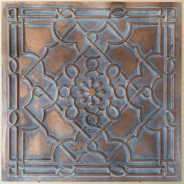 Glue up faux tin Ceiling tiles weather copper decor wall panels PL09 10pcs/lot