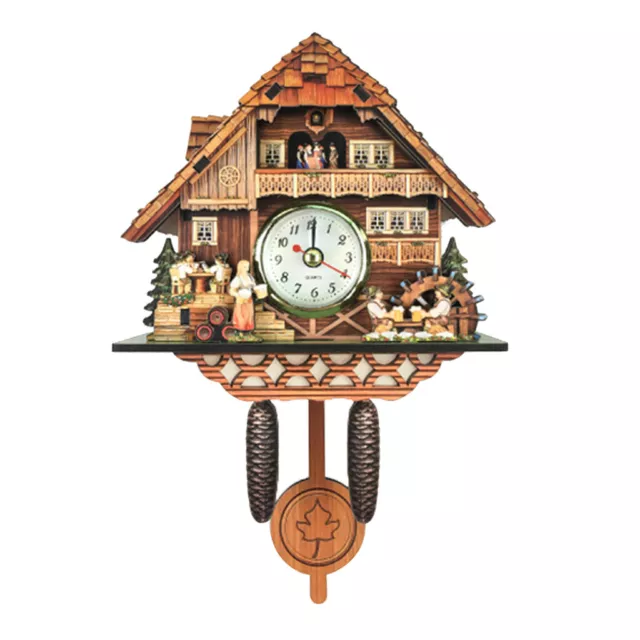 Wooden Cuckoo Wall Clock Alarm Watch Home Art Decor Bird Time Bell Swing Clock 2