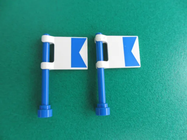 Lego 2x Fahne Flagge m. Mast bedruckt weiß blau Taucher 2335p01 (090323Z)