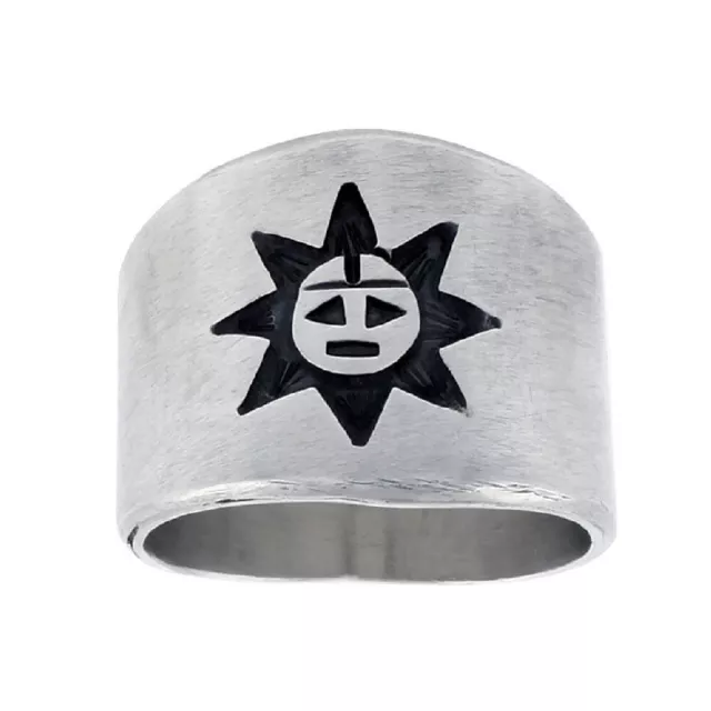 Artigianale Argento Sterling Nativi Americani Design Sole Ring