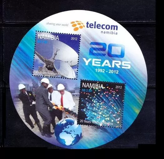 Namibia MNH Extraña Forma Redonda Inusual SS, Telecomunicaciones, 100 Años - Casi Nuevo 4