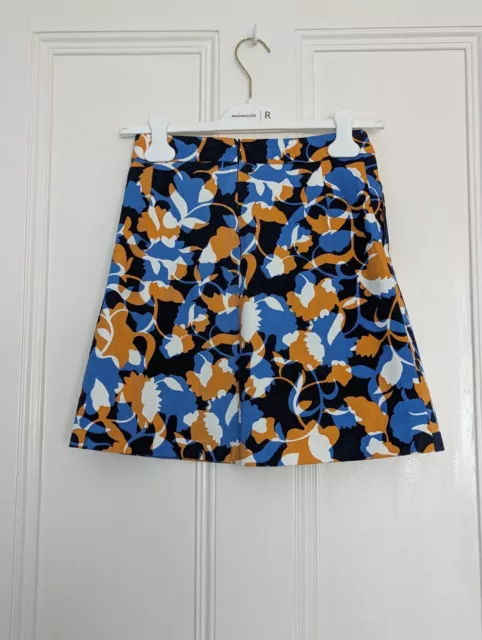 Size 6 70s Vintage Blue and Mustard Yellow Floral Wallpaper Skirt by Soft Grey