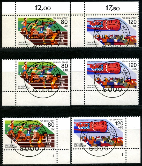 Bund Eckrand "Leichtathletik/Bob", 6 verschied. Varianten, MiNr 1269/0