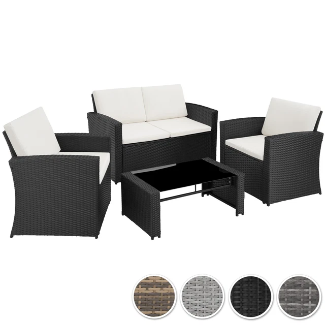 Salon de Jardin Lounge Mobilier en Résine tressée 4 Places Canapé Fauteuil Table