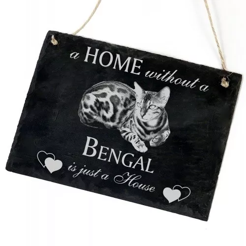 Schiefertafel Katze Deko Schild - Bengalkatze - in 11 Varianten - 22 x 16 cm