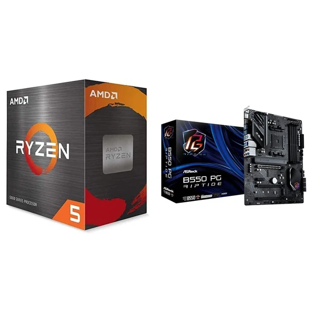 AMD CPU RYZEN 5 5600X + ASRock B550 ATX Motherboard B550 PG Riptide