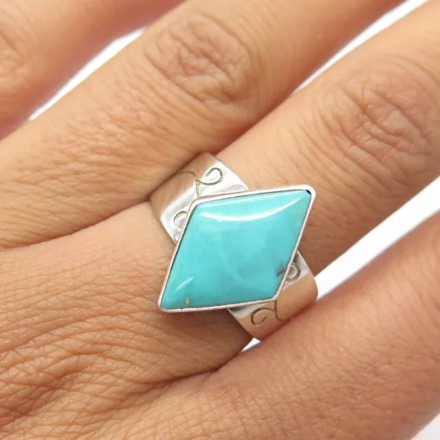 JAY KING DESERT ROSE 925 Sterling Silver Vintage Real Turquoise Gem Ring Size 9