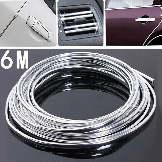 236 Long Chrome Voiture Porte Bord Protection Moulure Bordure Bande 6.1m Argenté