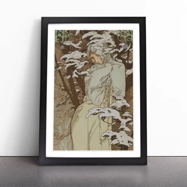 Winter By Alphonse Mucha Wall Art Print Framed Canvas Picture Poster Decor