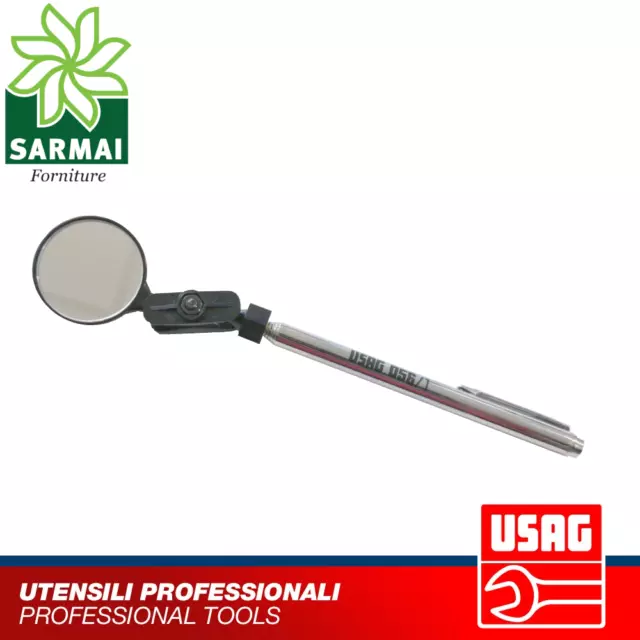 USAG 056/1 Specchietto snodato telescopico con clip in ottone 690 mm Ø 38 mm