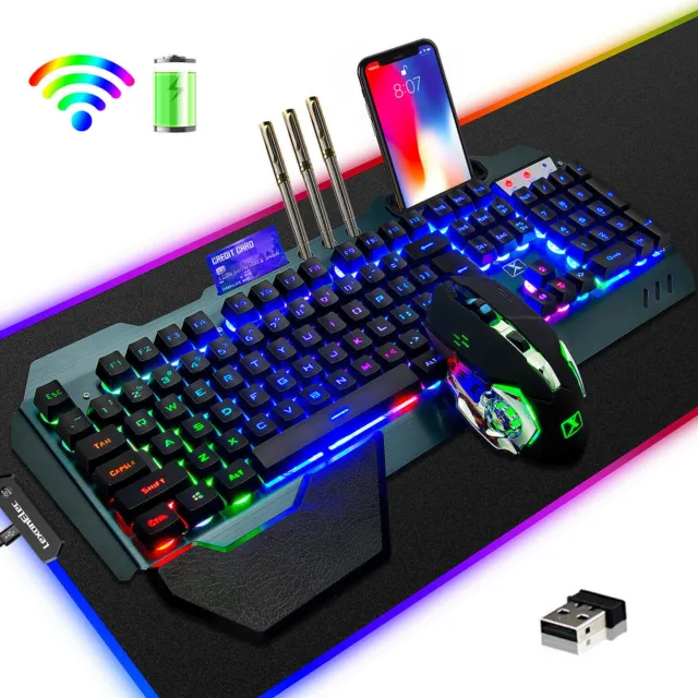 AU Wireless Gaming Keyboard Mouse and RGB mouse MAT Backlit USB for PC Computer