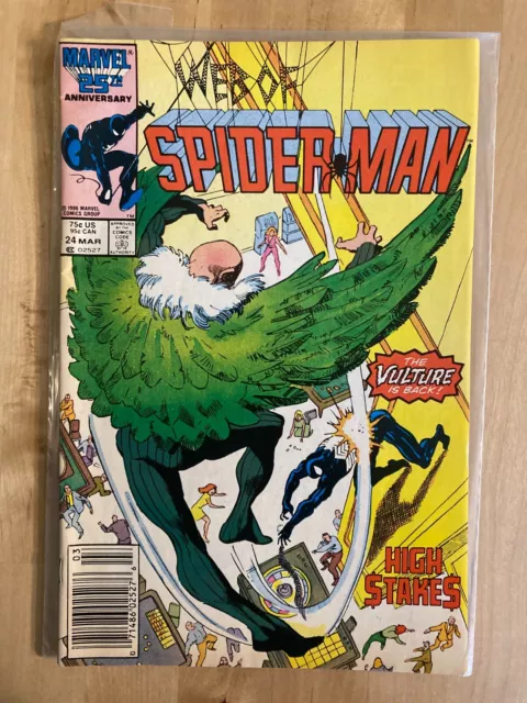 Web Of Spiderman #24 Marvel Comics 1987 Copper Age Boarded, RAW UNGRADED