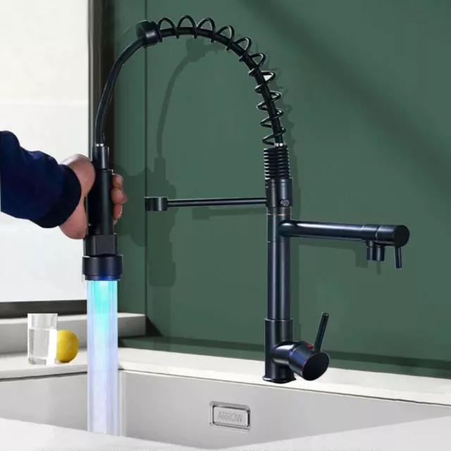 Modern Faucet LED Kitchen Sink Mixer Taps Swivel Spout Single Lever Tap Mono