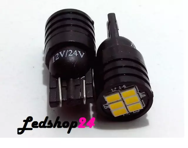 Luci Led Coppia Posizione 12-24V  Lampadina 6 SMD 3030 2W T10 W5W Tuning 6500K