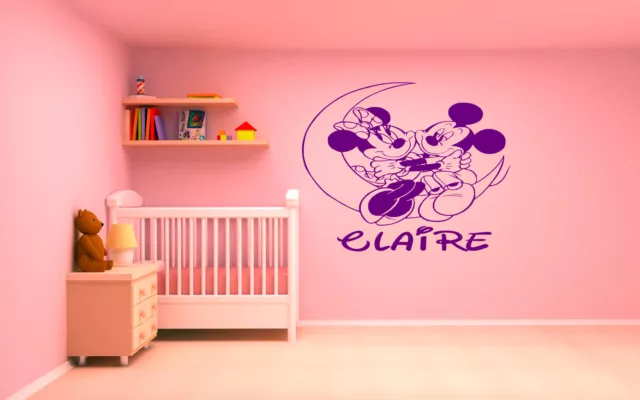 Micky Minnie Mouse Personalised Wall Art Vinyl Graphic Sticker Wallpaper Decal!!