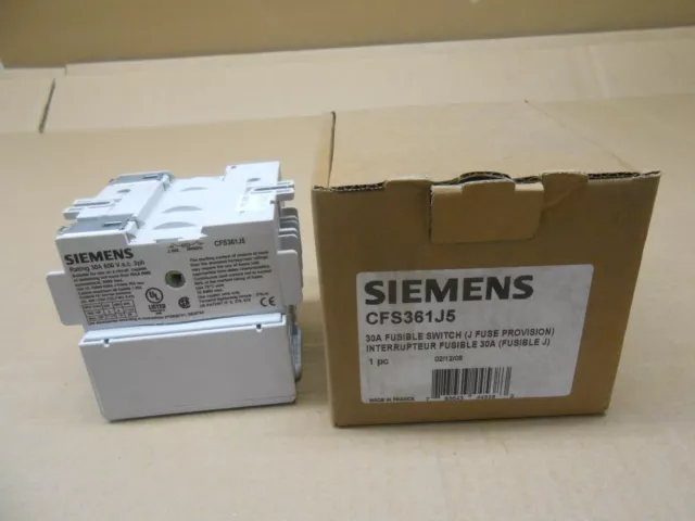 Nib Siemens Cfs361J5 30 Amp Fusible Switch J Fuse Provision 600V 30A 3 Ph