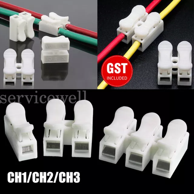 30/90x Electrical Cable Connectors Quick Splice Lock Wire Self Locking Terminals