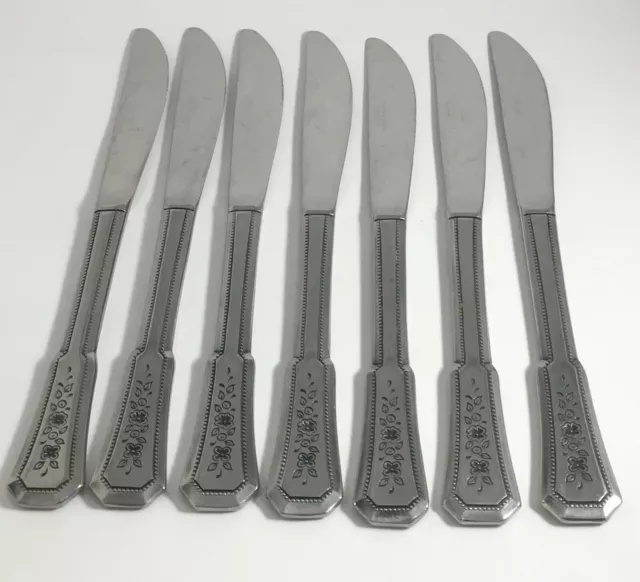 7 Stanley Roberts  Rogers Co LANDSCAPE Stainless Dinner Knives Korea Flatware