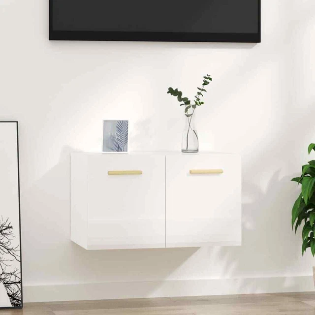 Vidaxl Armadietto a Muro Bianco Lucido 60x36,5x35 cm Legno Multistrato