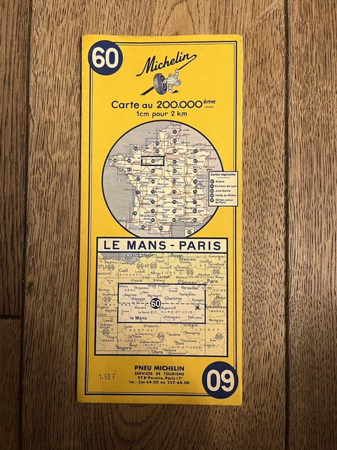 Cartes Routières - ANCIENNE Carte cycliste Michelin 50 km autour de