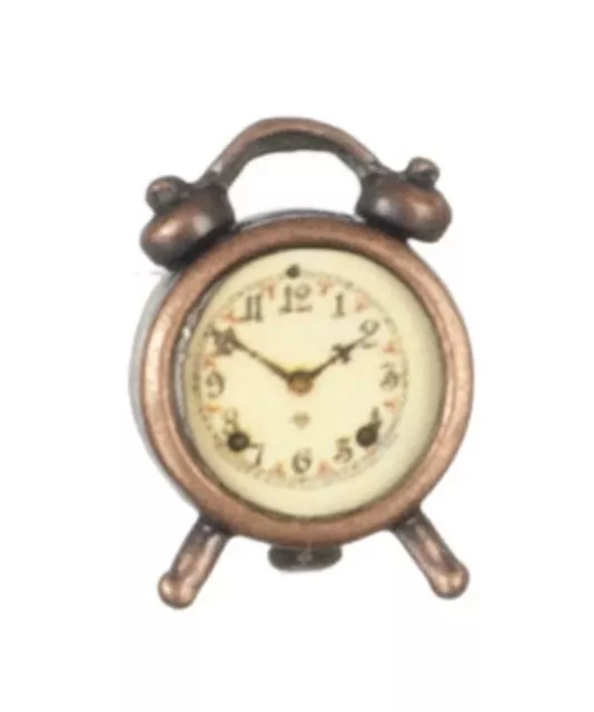 Dolls House Antique Brass Alarm Clock Miniature 1:12 Scale Bedroom Accessory